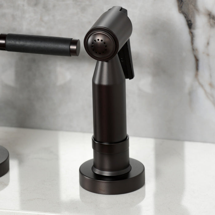 Kingston Brass KS8255DKLBS Kaiser Bridge Kitchen Faucet with Brass Side Sprayer, Oil Rubbed Bronze