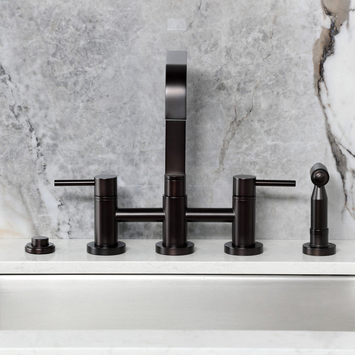 Kingston Brass KS8255DLBS Concord Bridge Kitchen Faucet with Brass Side Sprayer, Oil Rubbed Bronze