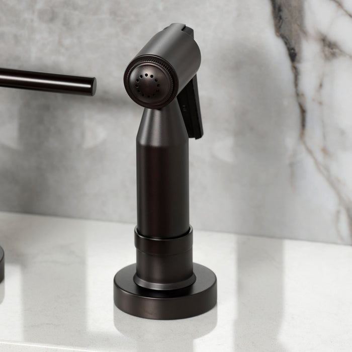 Kingston Brass KS8255DLBS Concord Bridge Kitchen Faucet with Brass Side Sprayer, Oil Rubbed Bronze