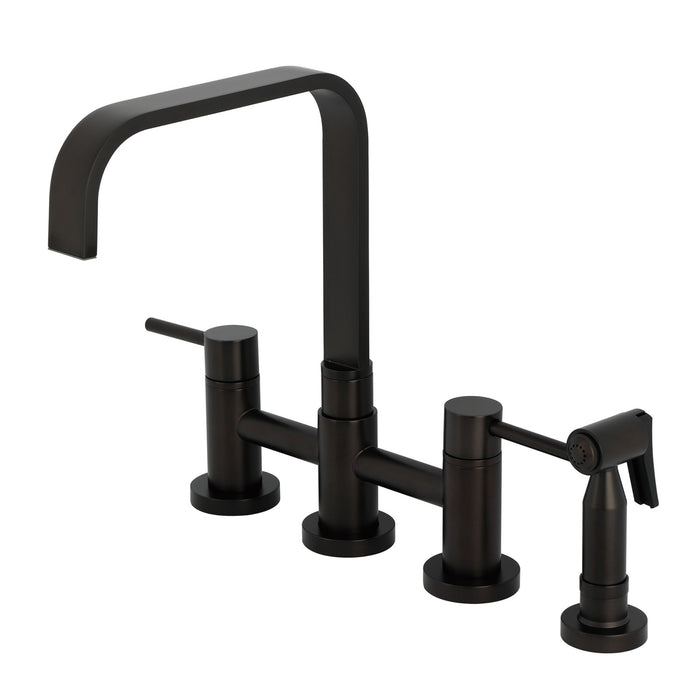 Kingston Brass KS8255DLBS Concord Bridge Kitchen Faucet with Brass Side Sprayer, Oil Rubbed Bronze