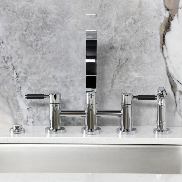 Kingston Brass KS8261DKLBS Kaiser Bridge Kitchen Faucet with Brass Side Sprayer, Polished Chrome