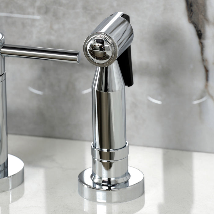 Kingston Brass KS8261DLBS Concord Bridge Kitchen Faucet with Brass Side Sprayer, Polished Chrome