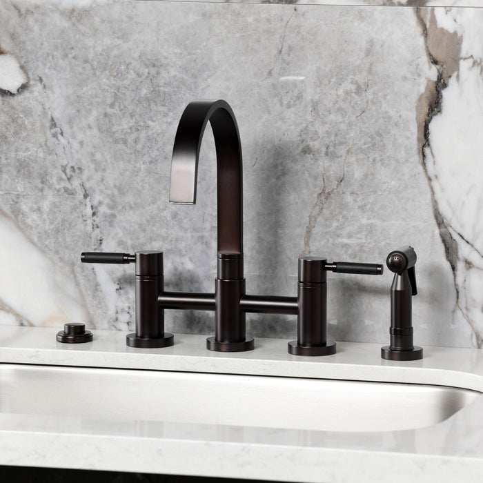 Kingston Brass KS8265DKLBS Kaiser Bridge Kitchen Faucet with Brass Side Sprayer, Oil Rubbed Bronze