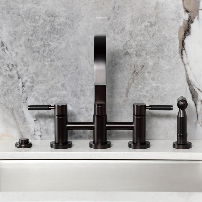 Kingston Brass KS8265DKLBS Kaiser Bridge Kitchen Faucet with Brass Side Sprayer, Oil Rubbed Bronze