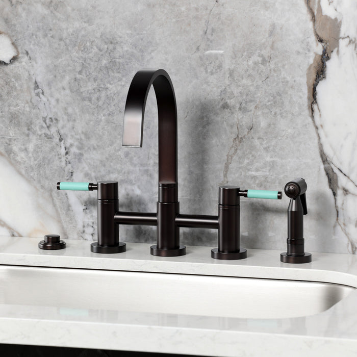 Kingston Brass KS8265DKLBS Kaiser Bridge Kitchen Faucet with Brass Side Sprayer, Oil Rubbed Bronze