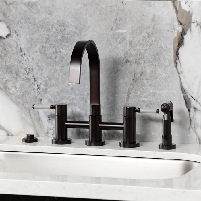 Kingston Brass KS8265DKLBS Kaiser Bridge Kitchen Faucet with Brass Side Sprayer, Oil Rubbed Bronze
