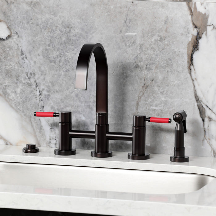 Kingston Brass KS8265DKLBS Kaiser Bridge Kitchen Faucet with Brass Side Sprayer, Oil Rubbed Bronze