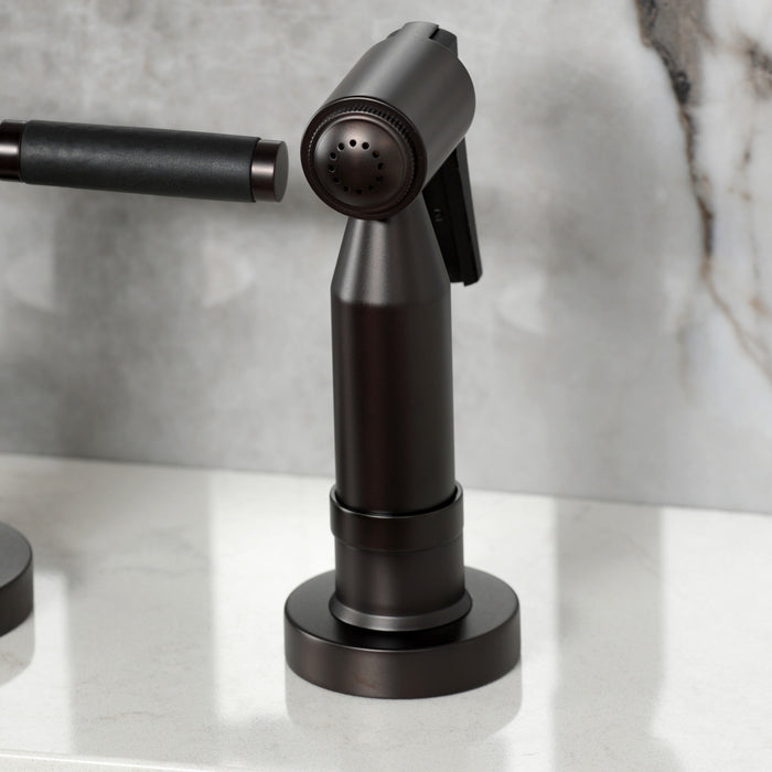 Kingston Brass KS8265DKLBS Kaiser Bridge Kitchen Faucet with Brass Side Sprayer, Oil Rubbed Bronze