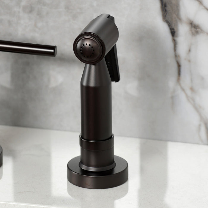 Kingston Brass KS8265DLBS Concord Bridge Kitchen Faucet with Brass Side Sprayer, Oil Rubbed Bronze
