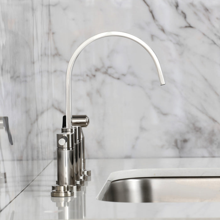 Kingston Brass KS8268DKLBS Kaiser Bridge Kitchen Faucet with Brass Side Sprayer, Brushed Nickel