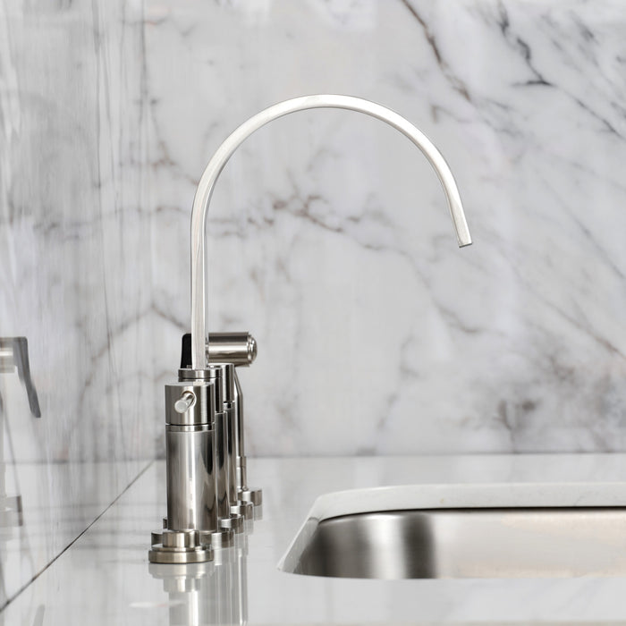Kingston Brass KS8268DLBS Concord Bridge Kitchen Faucet with Brass Side Sprayer, Brushed Nickel