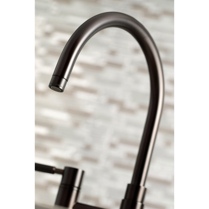 Kingston Brass KS8275DKLBS Kaiser Bridge Kitchen Faucet with Brass Side Sprayer, Oil Rubbed Bronze