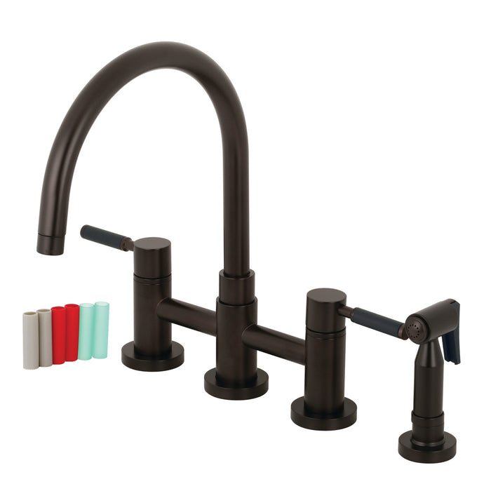 Kingston Brass KS8275DKLBS Kaiser Bridge Kitchen Faucet with Brass Side Sprayer, Oil Rubbed Bronze