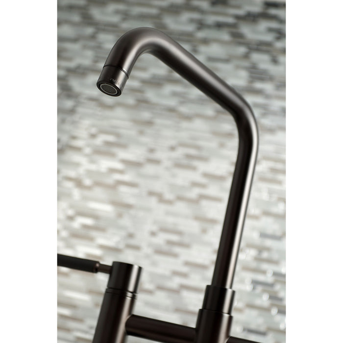 Kingston Brass KS8285DKLBS Kaiser Bridge Kitchen Faucet with Brass Side Sprayer, Oil Rubbed Bronze