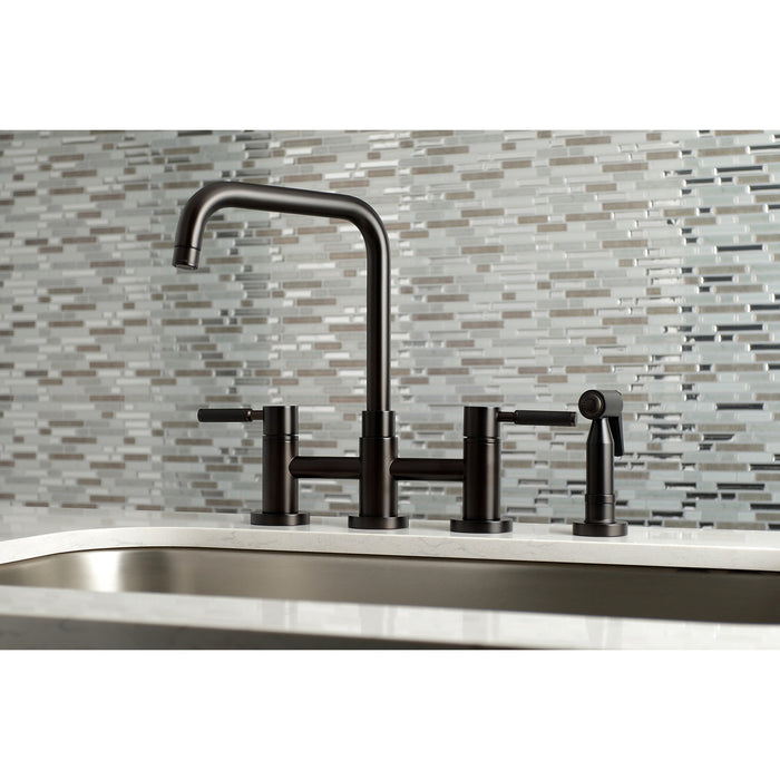 Kingston Brass KS8285DKLBS Kaiser Bridge Kitchen Faucet with Brass Side Sprayer, Oil Rubbed Bronze