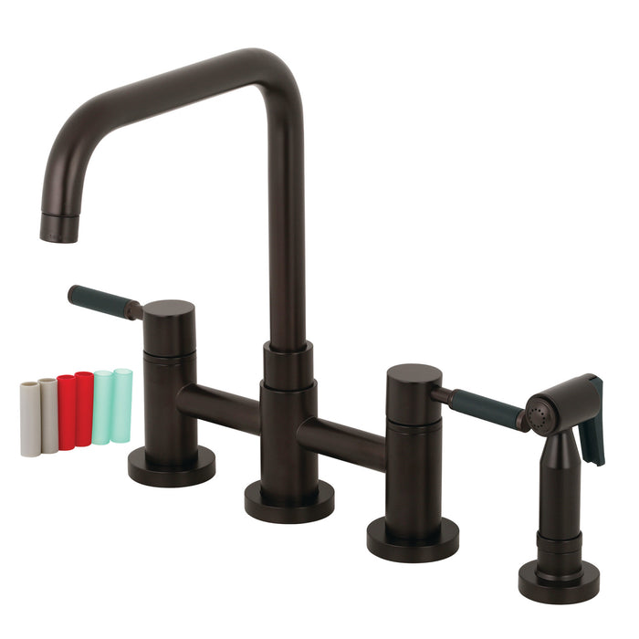 Kingston Brass KS8285DKLBS Kaiser Bridge Kitchen Faucet with Brass Side Sprayer, Oil Rubbed Bronze