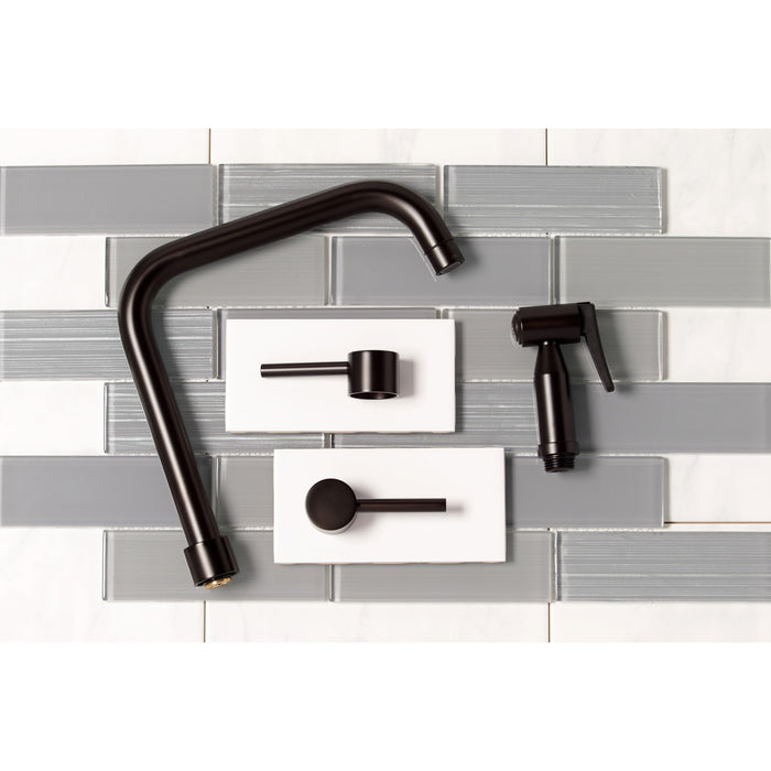 Kingston KS8285DLBS Concord Bridge Kitchen Faucet with Brass Sprayer, Oil Rubbed Bronze