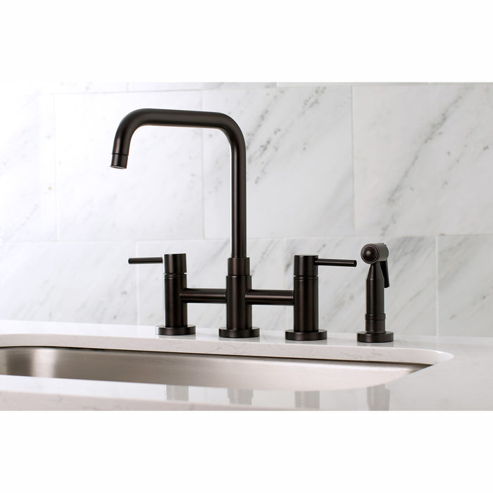 Kingston KS8285DLBS Concord Bridge Kitchen Faucet with Brass Sprayer, Oil Rubbed Bronze