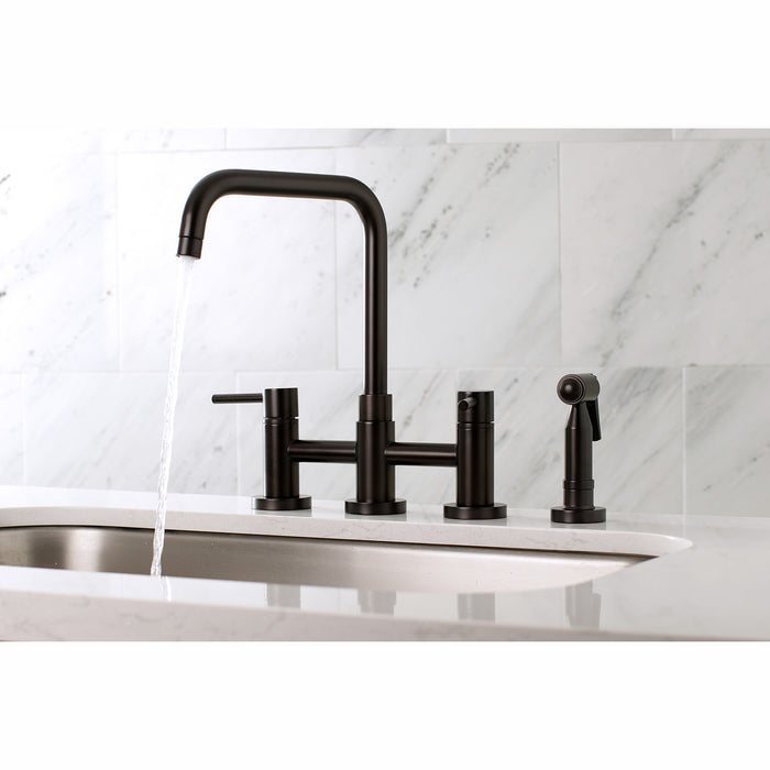 Kingston KS8285DLBS Concord Bridge Kitchen Faucet with Brass Sprayer, Oil Rubbed Bronze