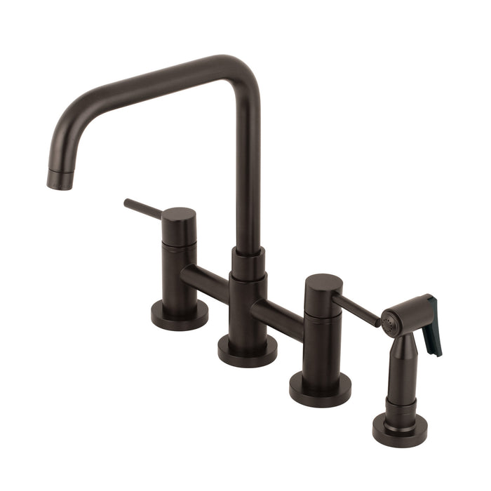 Kingston KS8285DLBS Concord Bridge Kitchen Faucet with Brass Sprayer, Oil Rubbed Bronze