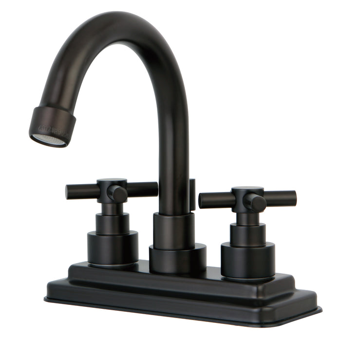 Kingston Brass KS8665EX Elinvar Double-Handle 4" Centerset Bathroom Faucet with Brass Pop-Up, Oil Rubbed Bronze