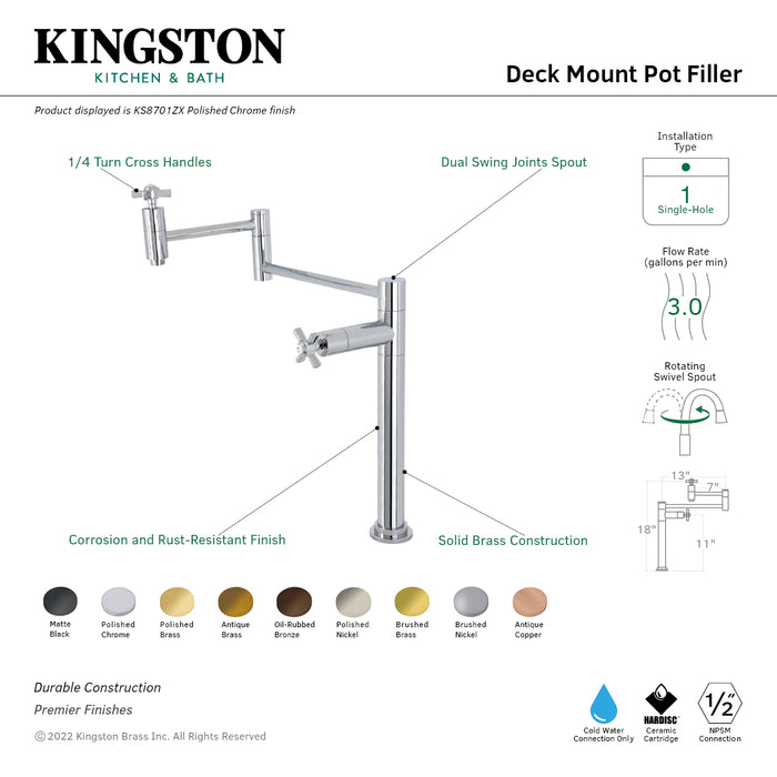 Kingston Brass KS8705ZX Millennium Deck Mount Pot Filler, Oil Rubbed Bronze