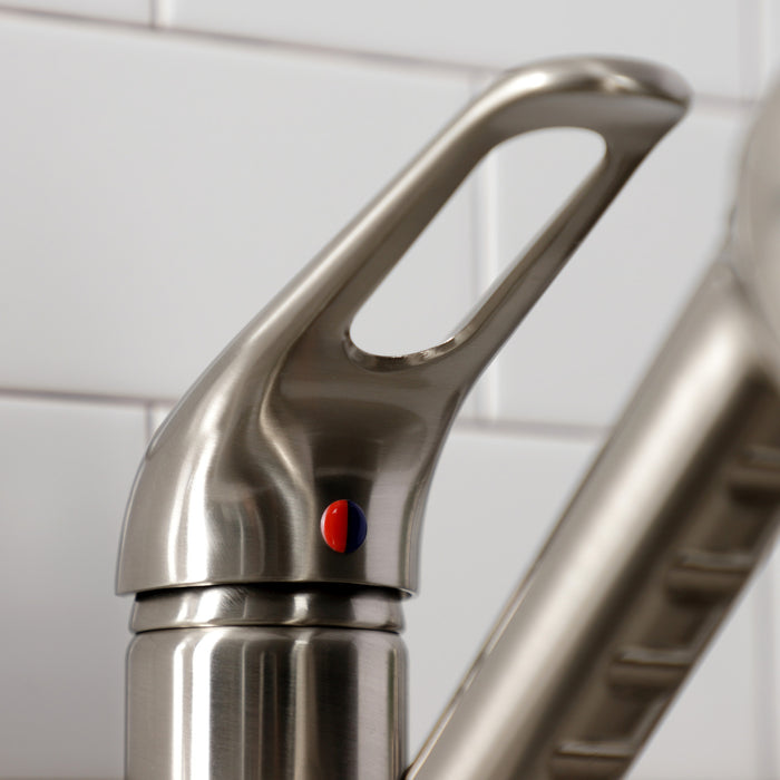 Kingston Brass KS888SN Wyndham Single-Handle Pull-Out Kitchen Faucet, Brushed Nickel