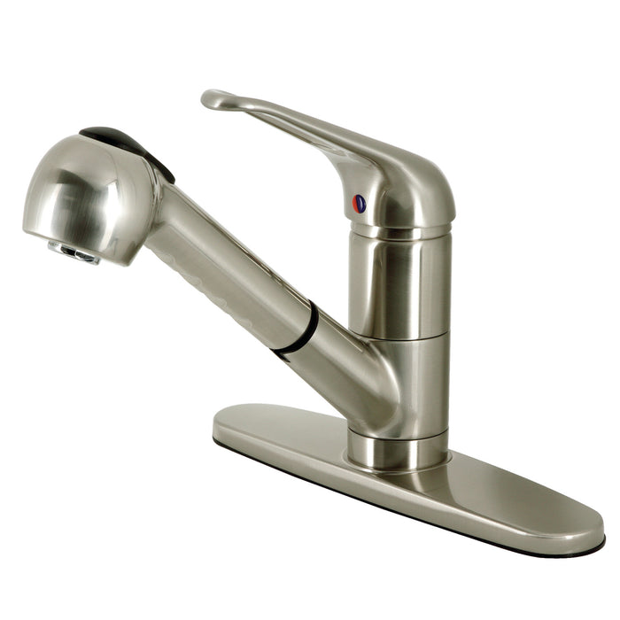 Kingston Brass KS888SN Wyndham Single-Handle Pull-Out Kitchen Faucet, Brushed Nickel