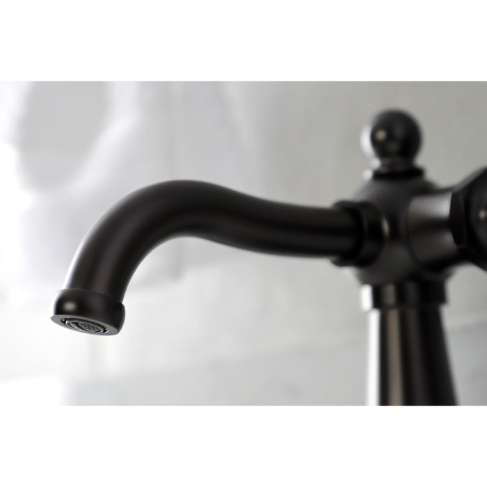 Kingston Brass KSD154BXORB Nautical One-Handle Single-Hole Bathroom Faucet with Deck Plate and Push Pop-Up Drain, Oil Rubbed Bronze