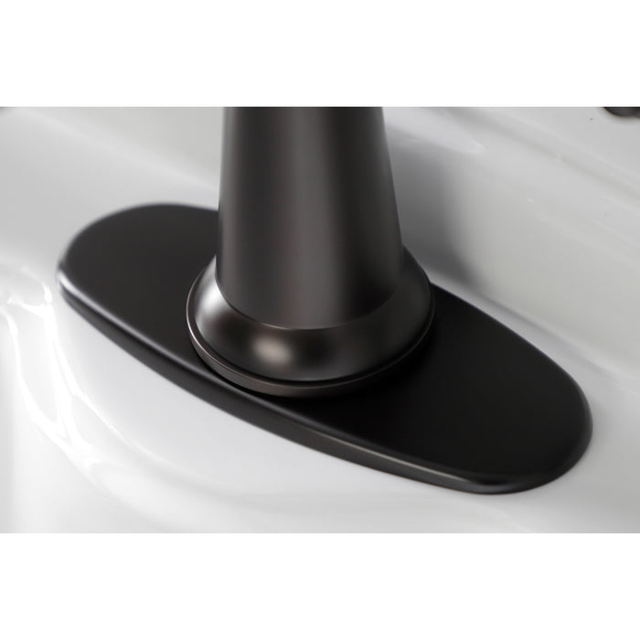 Kingston Brass KSD154KLORB Nautical One-Handle Single-Hole Bathroom Faucet with Deck Plate and Push Pop-Up Drain, Oil Rubbed Bronze