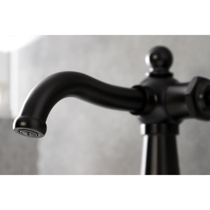 Kingston Brass KSD154KLORB Nautical One-Handle Single-Hole Bathroom Faucet with Deck Plate and Push Pop-Up Drain, Oil Rubbed Bronze