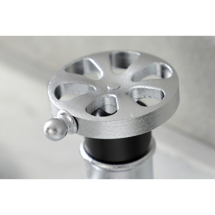 Kingston Brass KSD2821RX Belknap One-Handle Single-Hole Bathroom Faucet with Deck Plate and Push Pop-Up Drain, Matte Black/Polished Chrome