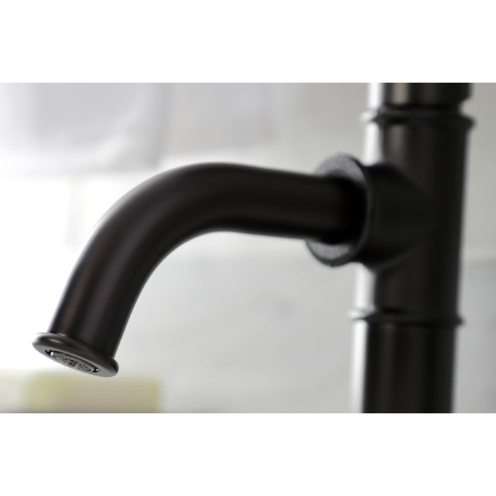 Kingston Brass KSD2825KL Whitaker One-Handle Single-Hole Bathroom Faucet with Deck Plate and Push Pop-Up Drain, Oil Rubbed Bronze