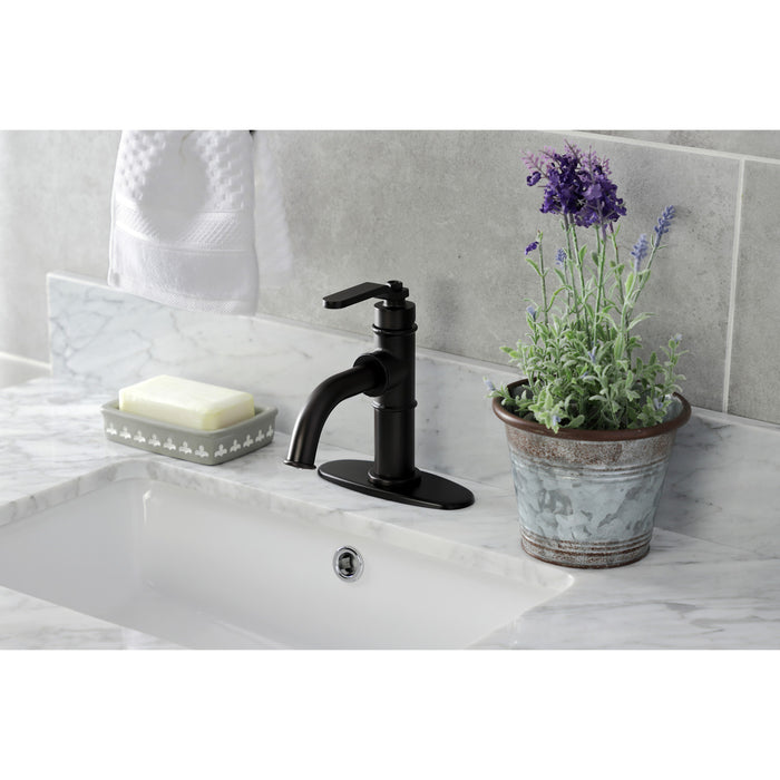 Kingston Brass KSD2825KL Whitaker One-Handle Single-Hole Bathroom Faucet with Deck Plate and Push Pop-Up Drain, Oil Rubbed Bronze