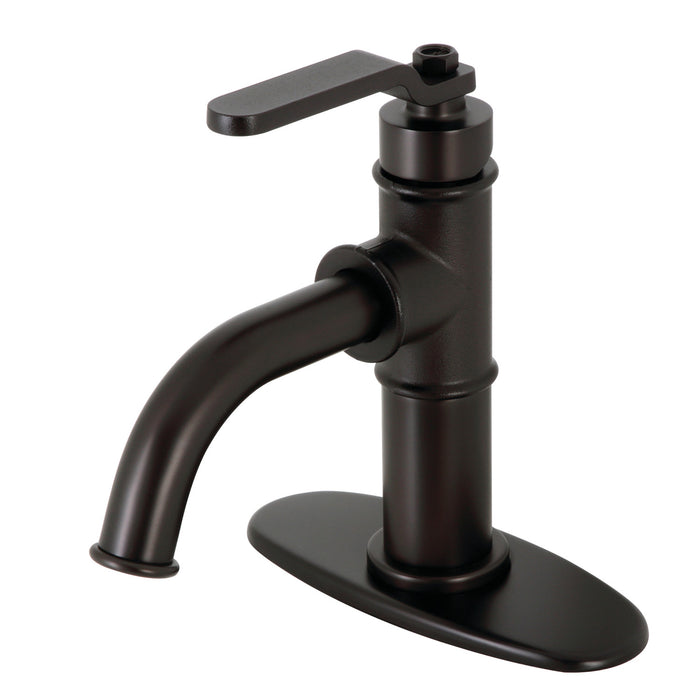 Kingston Brass KSD2825KL Whitaker One-Handle Single-Hole Bathroom Faucet with Deck Plate and Push Pop-Up Drain, Oil Rubbed Bronze