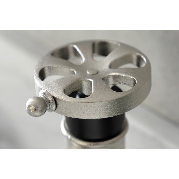 Kingston Brass KSD2828RX Belknap One-Handle Single-Hole Bathroom Faucet with Deck Plate and Push Pop-Up Drain, Matte Black/Brushed Nickel