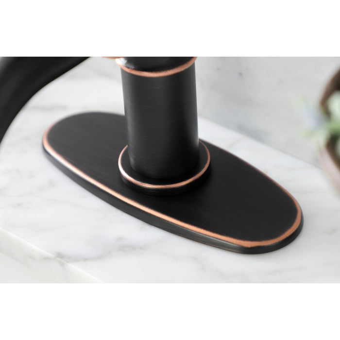 Kingston Brass KSD282KLNB Whitaker One-Handle Single-Hole Bathroom Faucet with Deck Plate and Push Pop-Up Drain, Naples Bronze