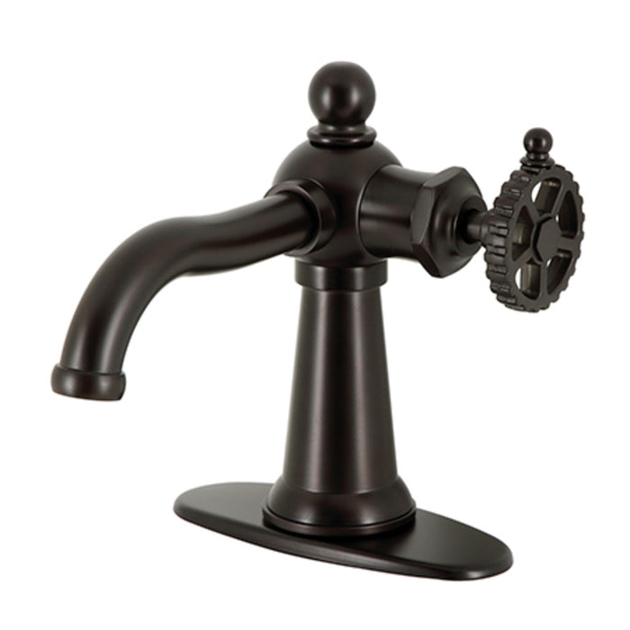 Kingston Brass KSD3545CG Fuller One-Handle Single-Hole Bathroom Faucet with Deck Plate and Push Pop-Up Drain, Oil Rubbed Bronze