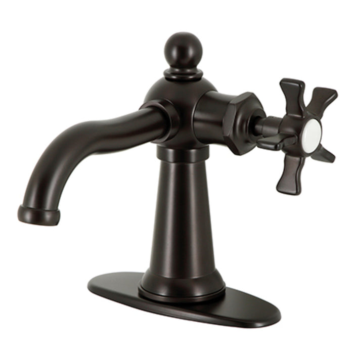 Kingston Brass KSD3545NX Hamilton One-Handle Single-Hole Bathroom Faucet with Deck Plate and Push Pop-Up Drain, Oil Rubbed Bronze