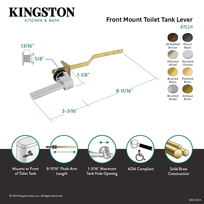 Kingston Brass KTCL15 Claremont Front Mount Toilet Tank Lever, Oil Rubbed Bronze