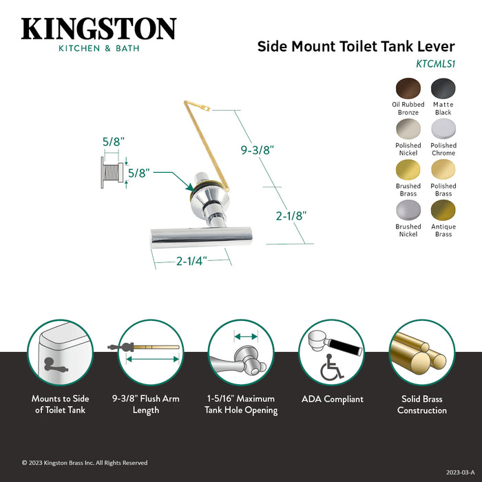 Kingston Brass KTCMLS5 Manhattan Side Mount Toilet Tank Lever, Left/Right Installation, Oil Rubbed Bronze