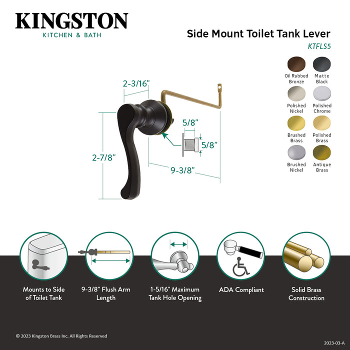 Kingston Brass KTFLS5 French Side Mount Toilet Tank Lever, Left/Right Installation, Oil Rubbed Bronze