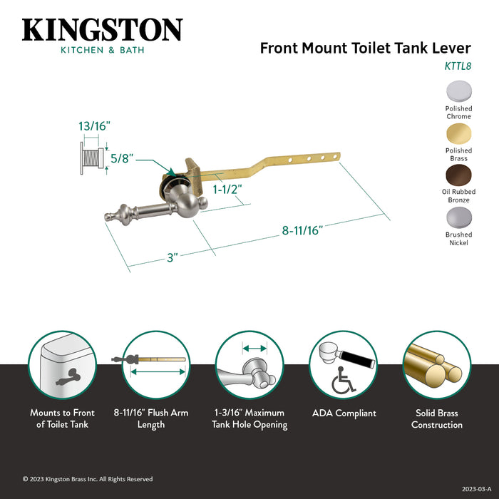 Kingston Brass KTTL5 Templeton Front Mount Toilet Tank Lever, Oil Rubbed Bronze
