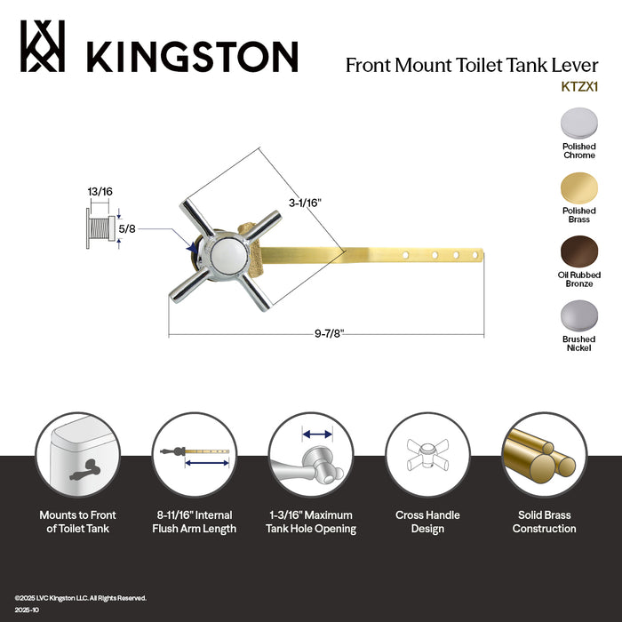 Kingston Brass KTZX5 Millennium Front Mount Toilet Tank Lever, Left/Right Installation, Oil Rubbed Bronze
