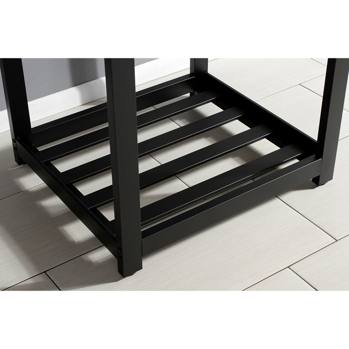 Kingston KVSP2522A0 Kingston Commercial 25" Stainless Steel Console Sink with Steel Base (8-Inch, 3-Hole), Brushed Stainless Steel/Matte Black