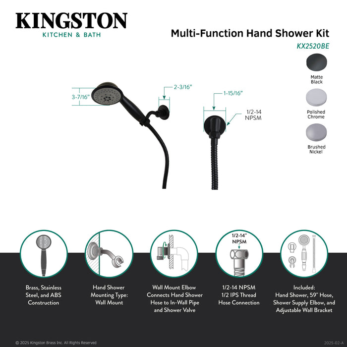 Kingston Brass KX2528BE Shower Scape Multi-Function Hand Shower Kit, Brushed Nickel