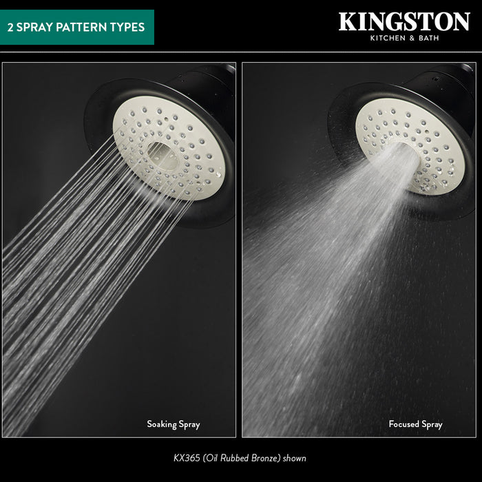 Kingston Brass KX360 Shower Scape 6" Round 2-Function ABS Shower Head, Matte Black