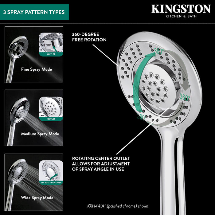 Kingston Brass KXH441A1 Shower Scape 4-Function Hand Shower, Polished Chrome