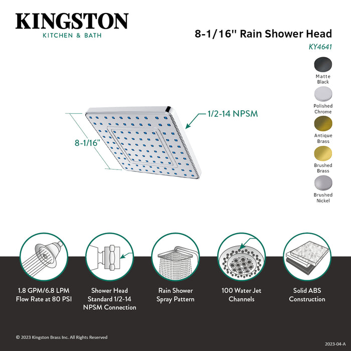 Kingston Brass KY4647 Claremont 8" Square Raindrop ABS Shower Head, Brushed Brass