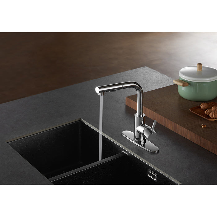 Gourmetier LS2711DL Concord Single-Handle Pull-Out Kitchen Faucet with Pull-Out Sprayer, Polished Chrome